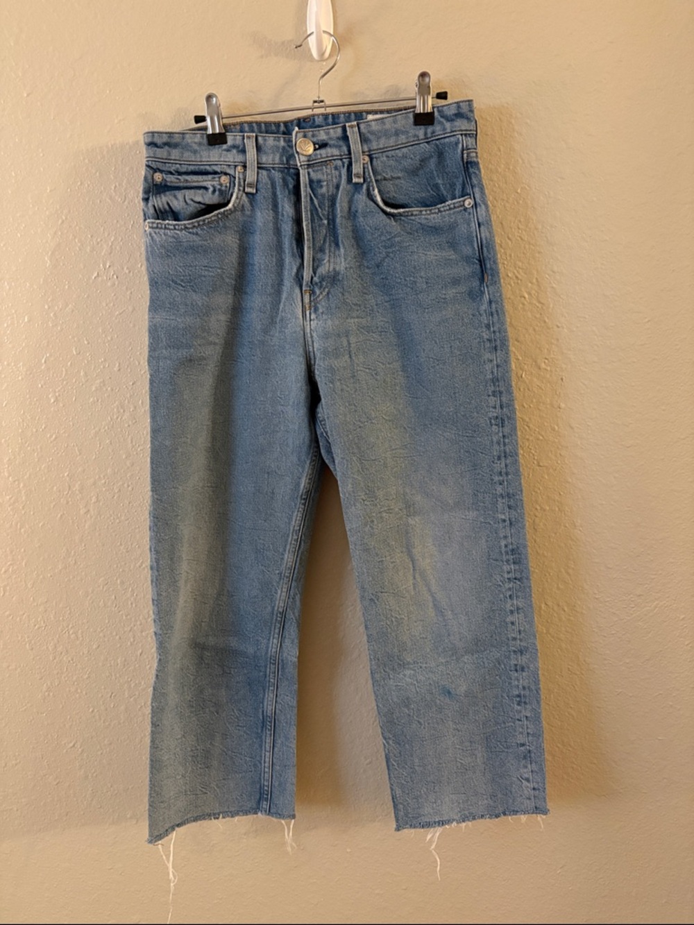 Rag & Bone Maya High-Rise Ankle Straight Jeans Size 28 Raw Hem Eastwood Light